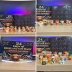 Original photographs taken by The Scotts Downunder showing the Highland cow advent calendar packaging and figurines on their desk.