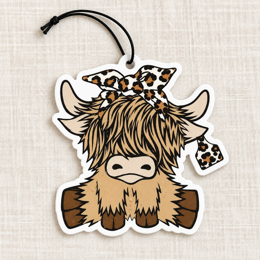 Leopard Bow Highland Cow Hanging Air Freshener