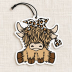 Leopard Bow Highland Cow Hanging Air Freshener