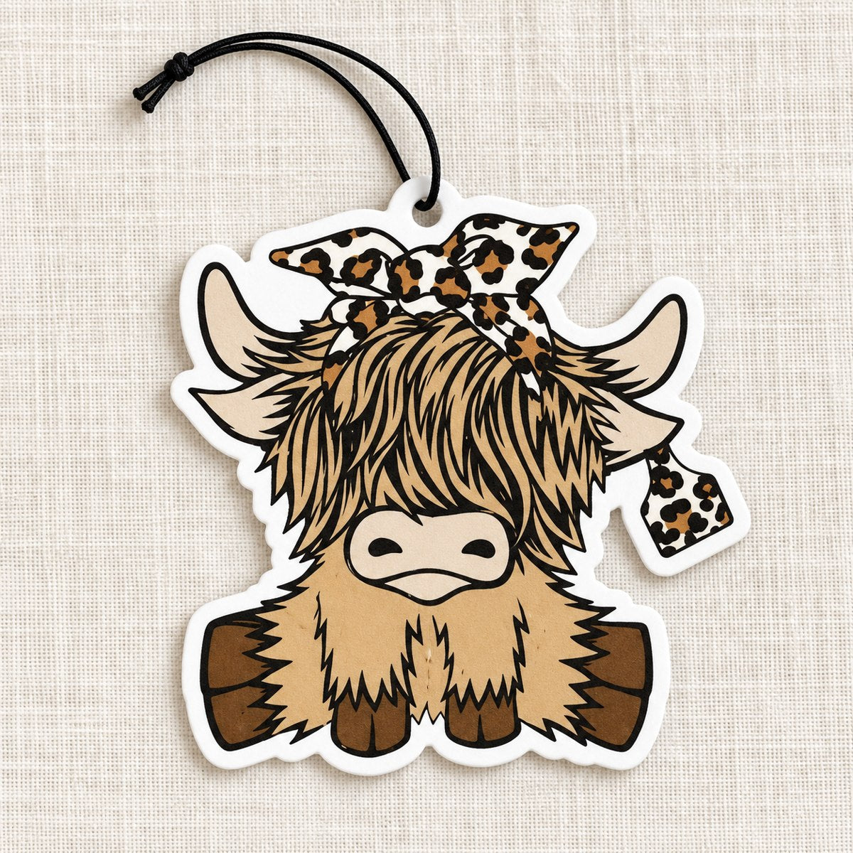 Leopard Bow Highland Cow Hanging Air Freshener