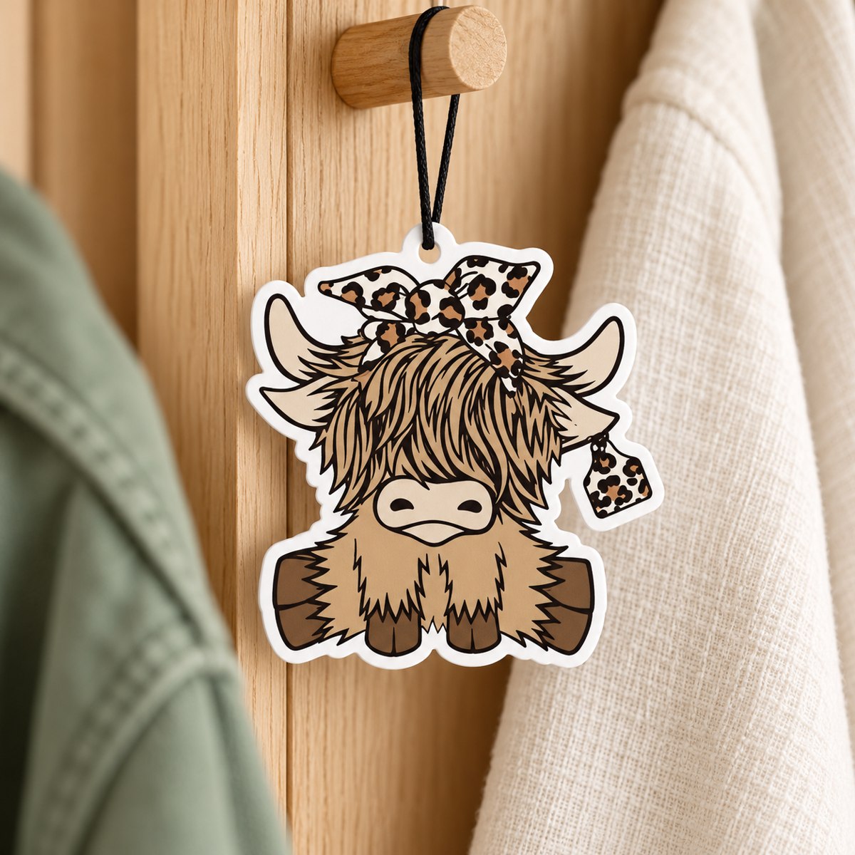 Leopard Bow Highland Cow Hanging Air Freshener