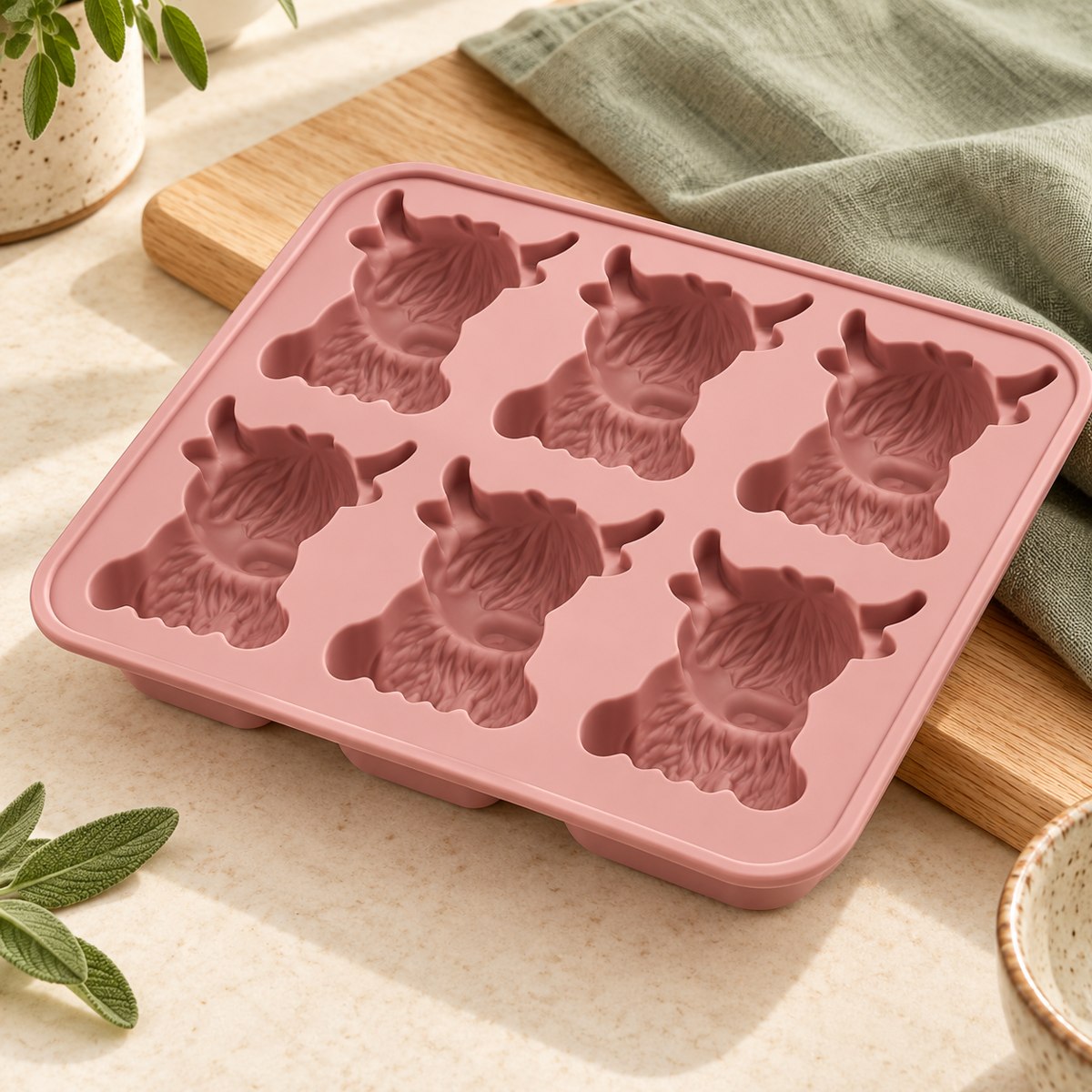Highland Cow Ice Cube Tray – Blue or Pink