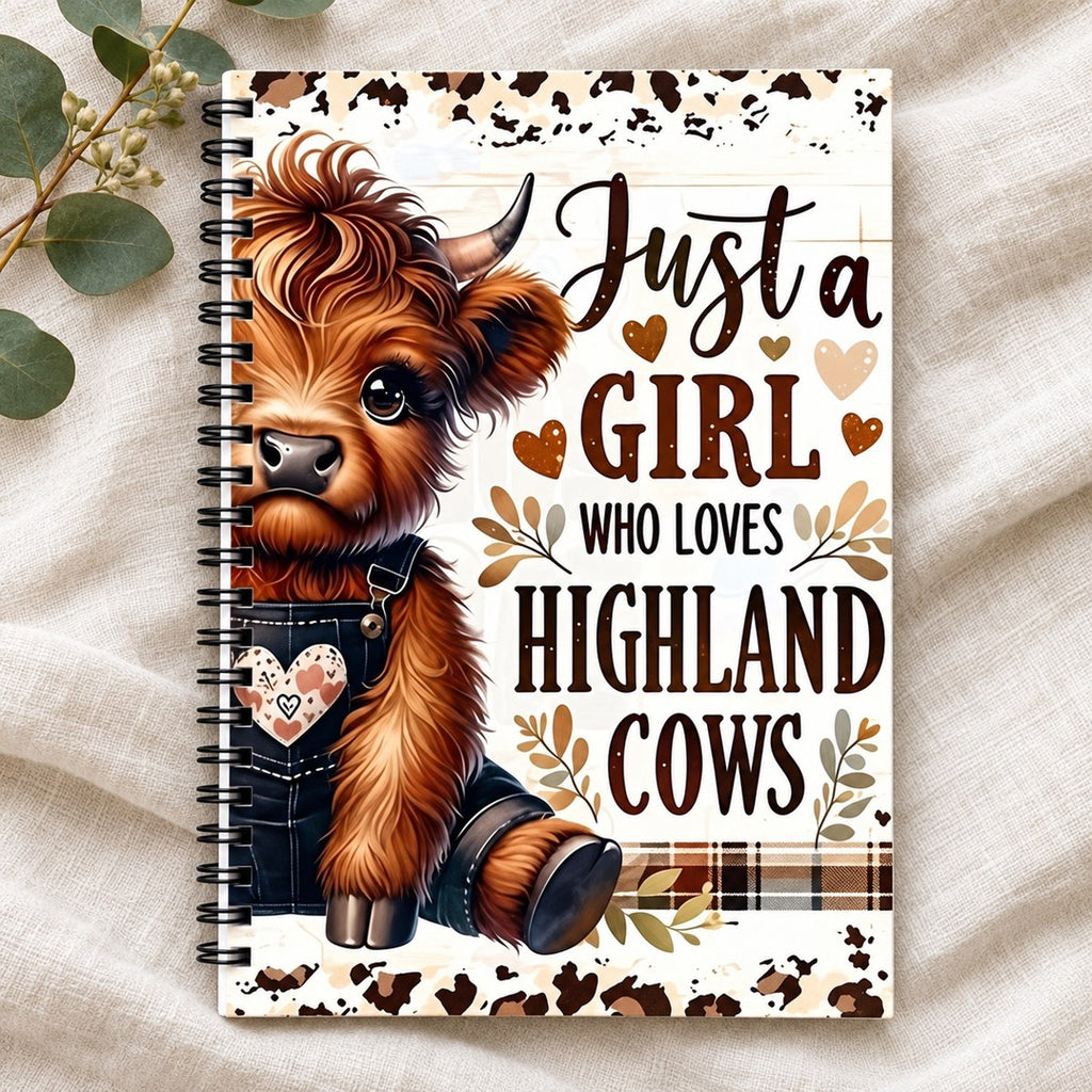 Just a Girl Highland Cow Lined Notebook