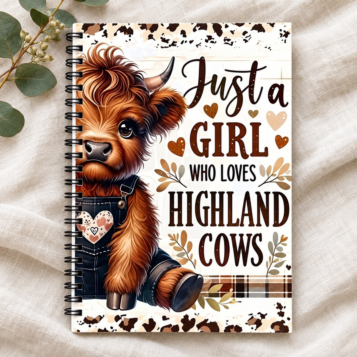 Just a Girl Highland Cow Lined Notebook