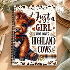 Just a Girl Highland Cow Lined Notebook