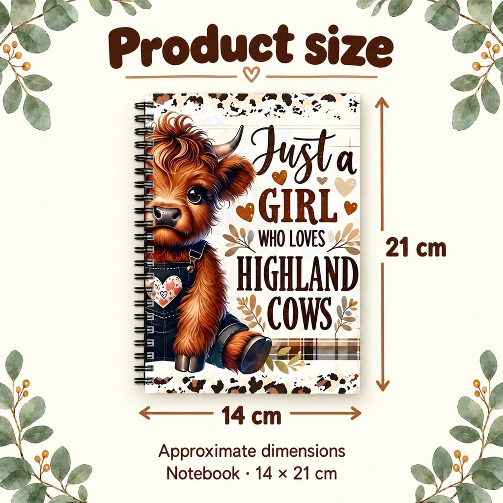 Just a Girl Highland Cow Lined Notebook