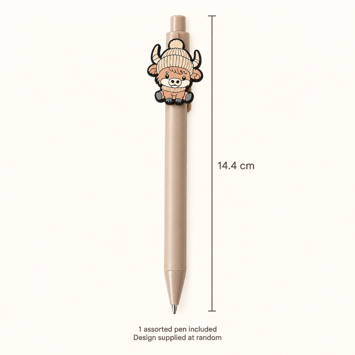 Highland cow pen approximately 14.4 cm long; one assorted design pen included
