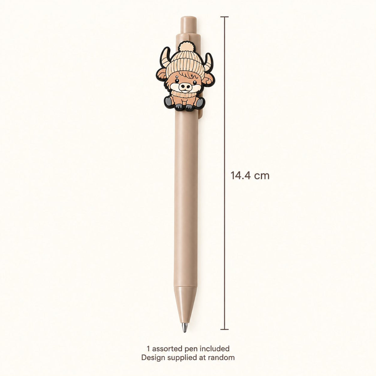 Highland cow pen approximately 14.4 cm long; one assorted design pen included