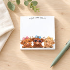 Pink Bow Highland Cow Memo Pad. lifestyle.