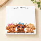 Pink Bow Highland Cow Memo Pad. detail.