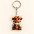 Bubble Tea Highland Cow Acrylic Keyring. main.