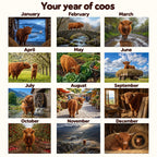 Highland Cow Country Days 2027 Wall Calendar. all months.