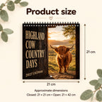 Highland Cow Country Days 2027 Wall Calendar. size restyled.