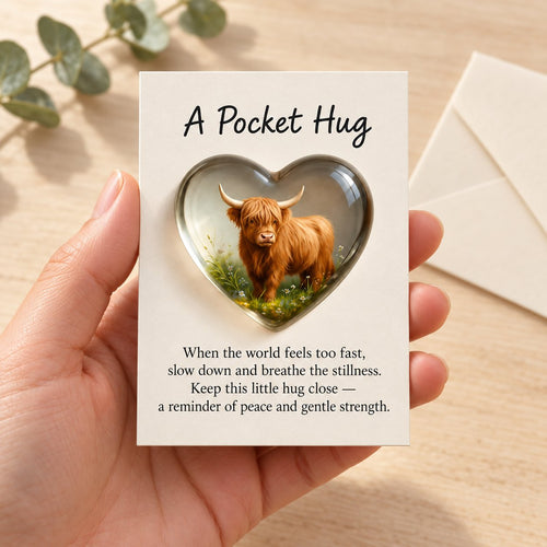 Highland Cow Country Heart Pocket Hug & Message Card