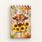 Highland cow mini spiral notebook with sunflower calf cover, an example of the assorted designs