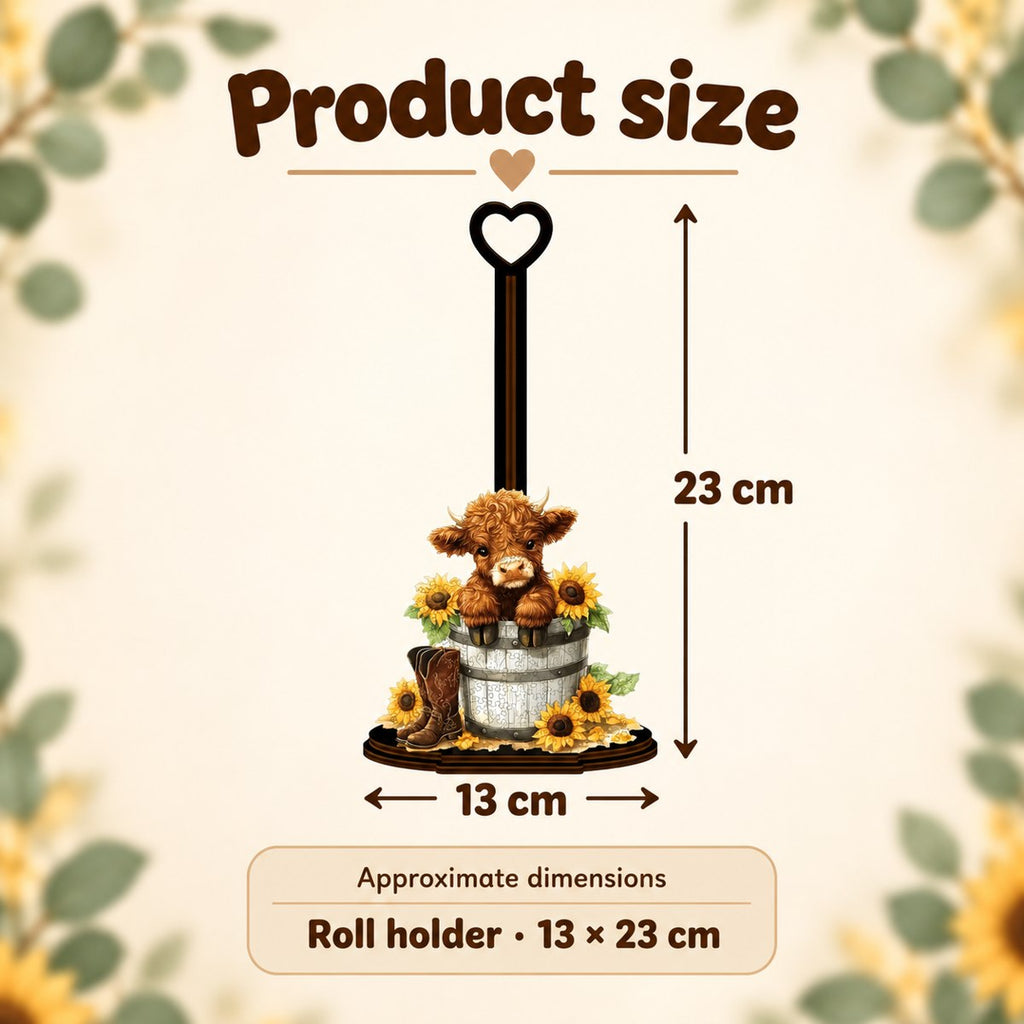 Sunflower Highland Cow Kitchen Roll Holder
