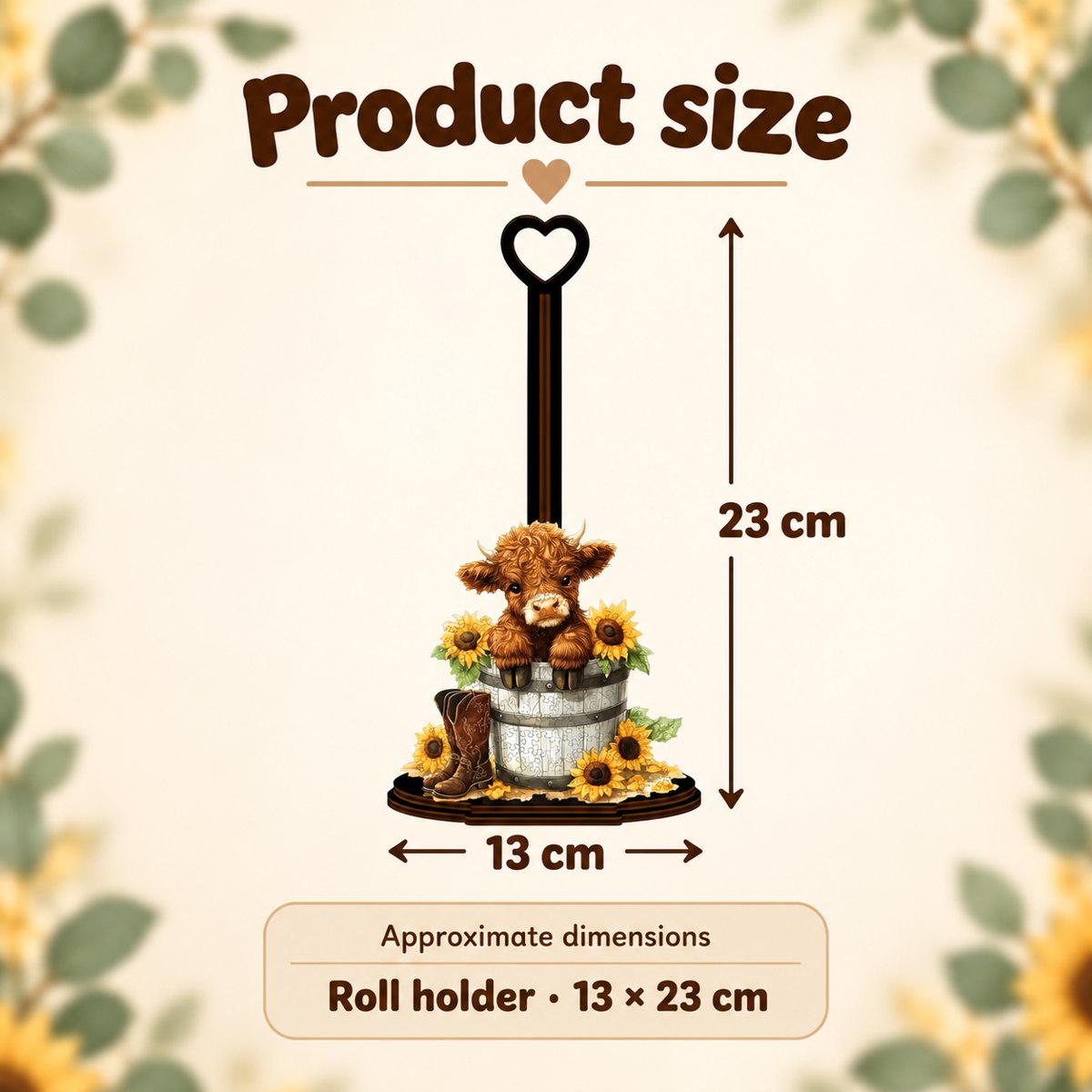 Sunflower Highland Cow Kitchen Roll Holder
