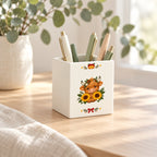 Sunflower Highland Cow Pen & Brush Holder. lifestyle.