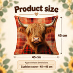 Scottish Scarf Highland Cow Cushion Cover — 45 cm