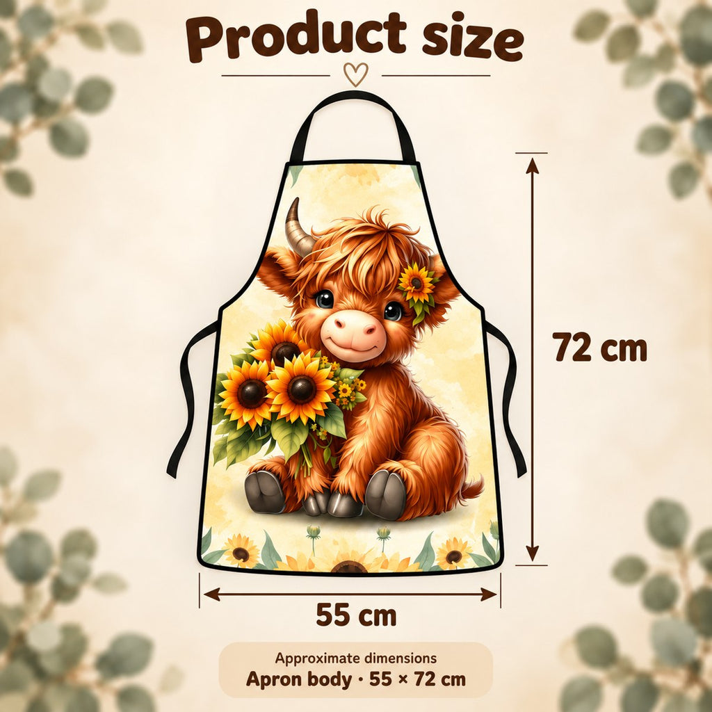 Sunflower Highland Cow Apron