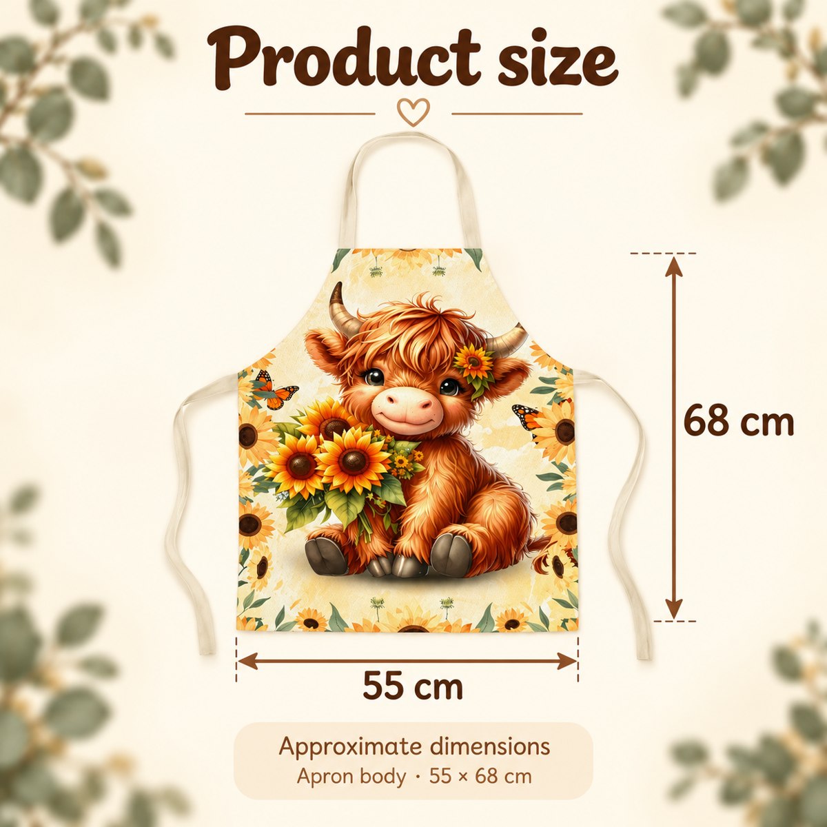 Sunflower Highland Cow Apron