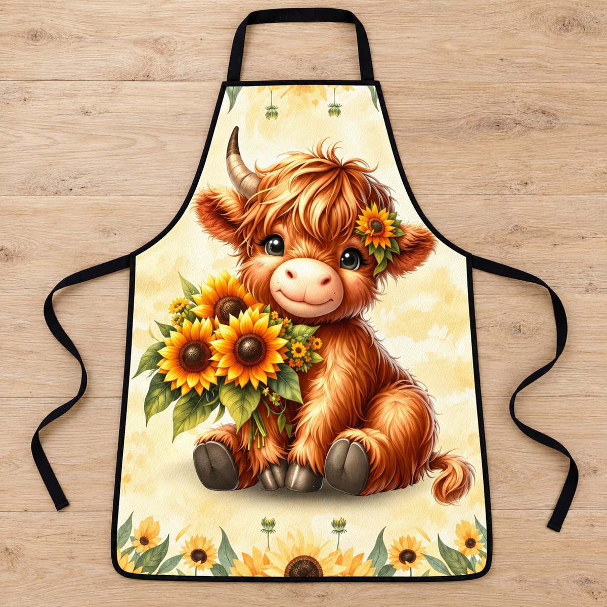 Sunflower Highland Cow Apron