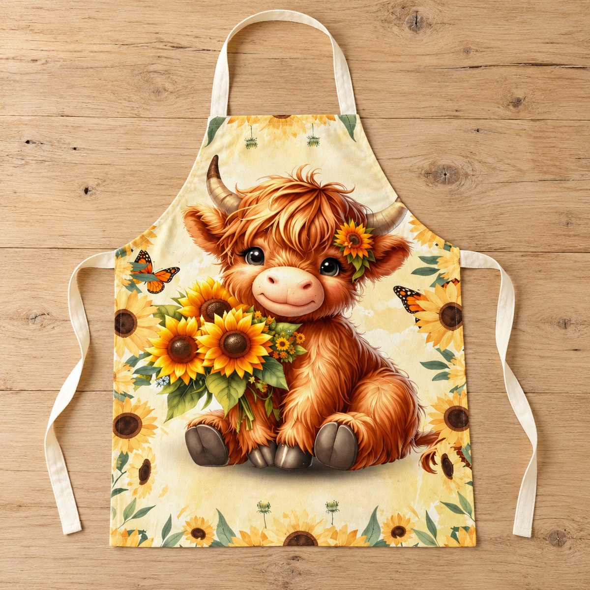 Sunflower Highland Cow Apron