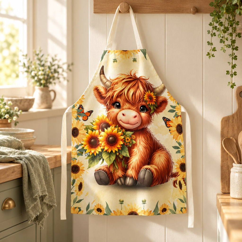Sunflower Highland Cow Apron