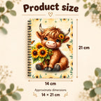 Sunflower Highland Cow Lined Notebook