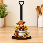Sunflower Highland Cow Kitchen Roll Holder
