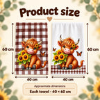 Sunflower Gingham Highland Cow Tea Towel – Choose Your Design
